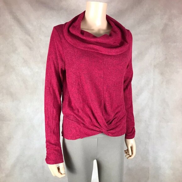 BCX Twist Front Soft Red Cowl Neck Sweater Juniors NEW Size Large - Picture 4 of 8